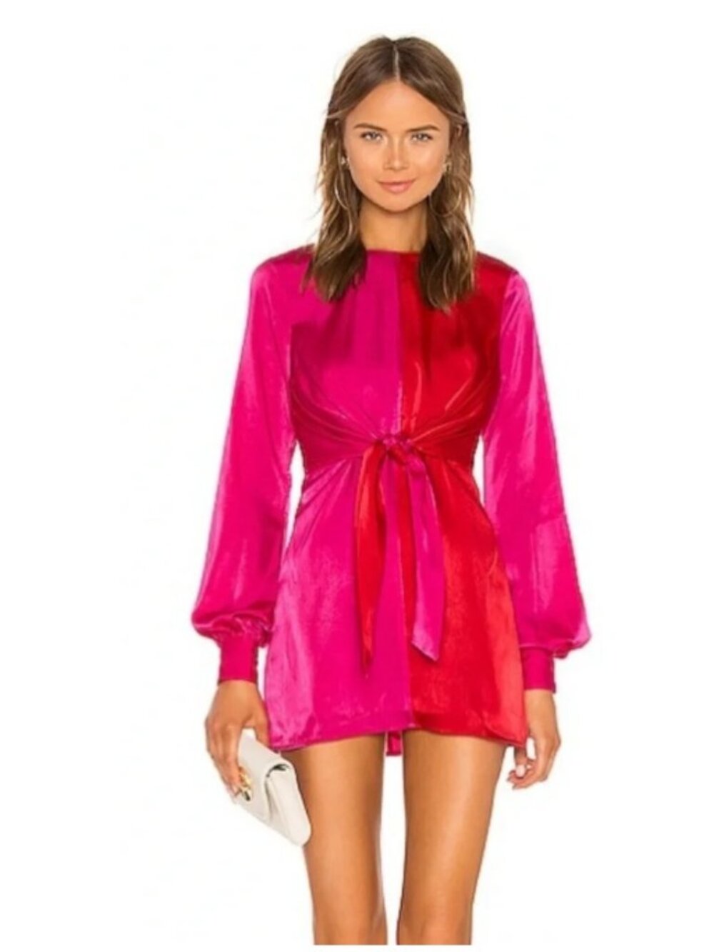 NWT House of Harlow 1960 Lotta Fuchsia Red Long Sleeve Mini Dress Sz M